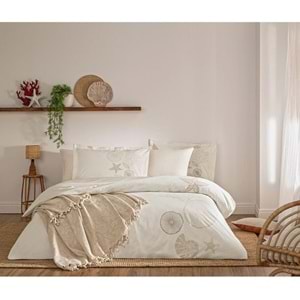 Özdilek -Corallino Bej- Pikeli Ranforce Çift Kişilik Nevresim Takımı (4 Yastık Kılıflı)