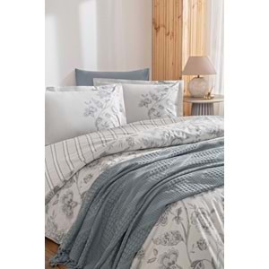 Özdilek -Fresque Gri- Pikeli Ranforce Çift Kişilik Nevresim Takımı (4 Yastık Kılıflı)