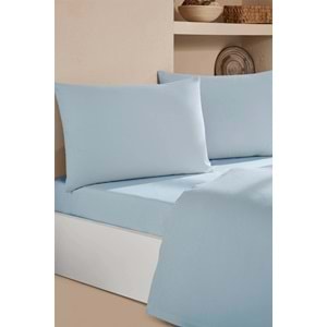 Özdilek -Colourist Mavi- Bamboo Lastikli Çarşaflı Çift Kişilik Pike Takımı