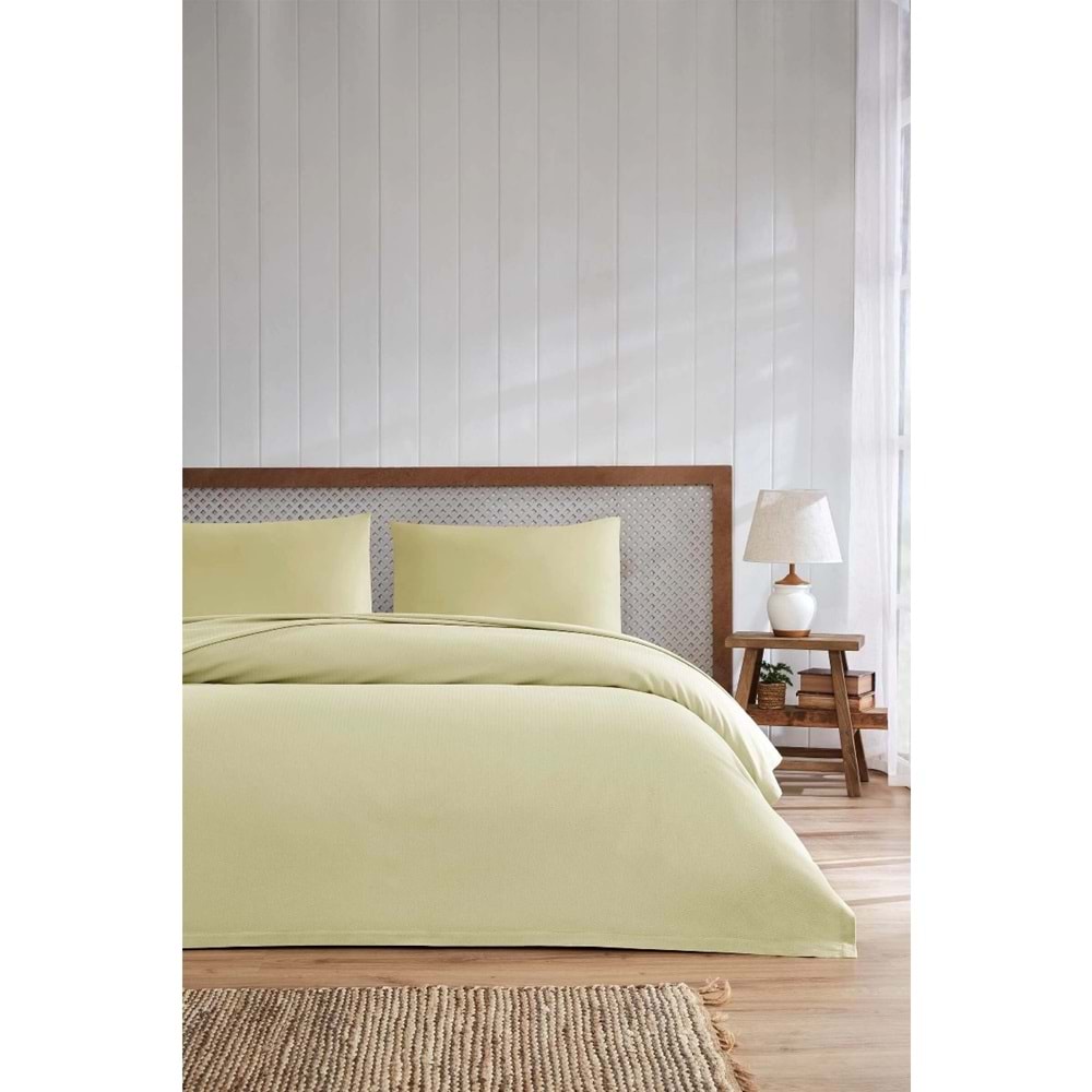 Özdilek -Colourist Bej- Bamboo Lastikli Çarşaflı Tek Kişilik Pike Takımı