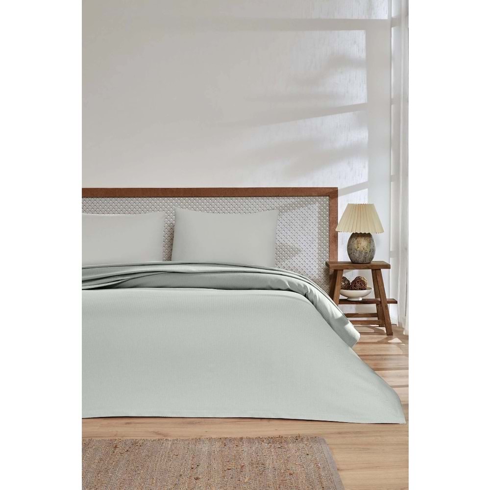 Özdilek -Colourist Gri- Bamboo Lastikli Çarşaflı Tek Kişilik Pike Takımı