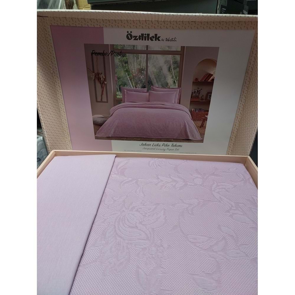 Özdilek Rf -Pembe- Jakar Lux (Z) Çift Kişilik Pike Takımı (4 Yastık Kılıflı)