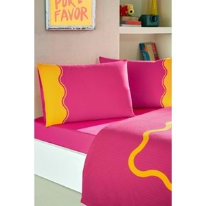 Özdilek Rf -Neon Wave Pembe- Lastikli Çarşaflı Çift Kişilik Pike Takımı
