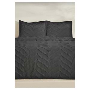 Merve -Antrasit- 3 Parça Şönil Sakallı Çift Kişilik Pike Yatak Örtüsü Seti (240x250)