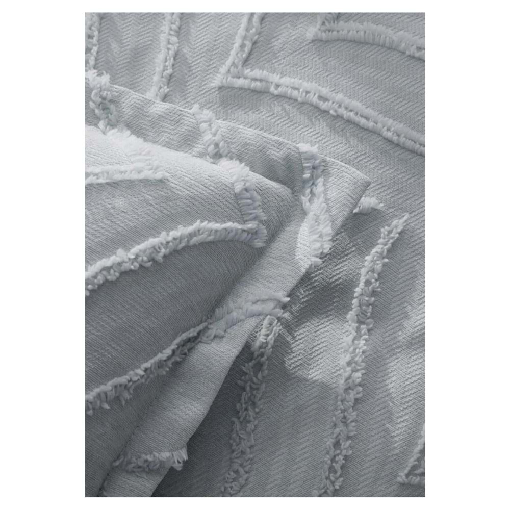 Merve -Gri- 3 Parça Şönil Sakallı Çift Kişilik Pike Yatak Örtüsü Seti (240x250)