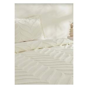 Merve -Krem- 3 Parça Şönil Sakallı Çift Kişilik Pike Yatak Örtüsü Seti (240x250)