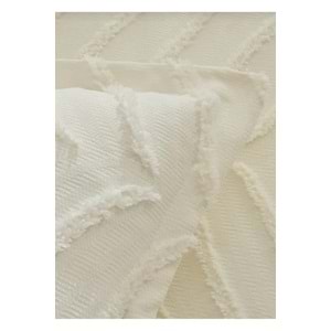 Merve -Krem- 3 Parça Şönil Sakallı Çift Kişilik Pike Yatak Örtüsü Seti (240x250)