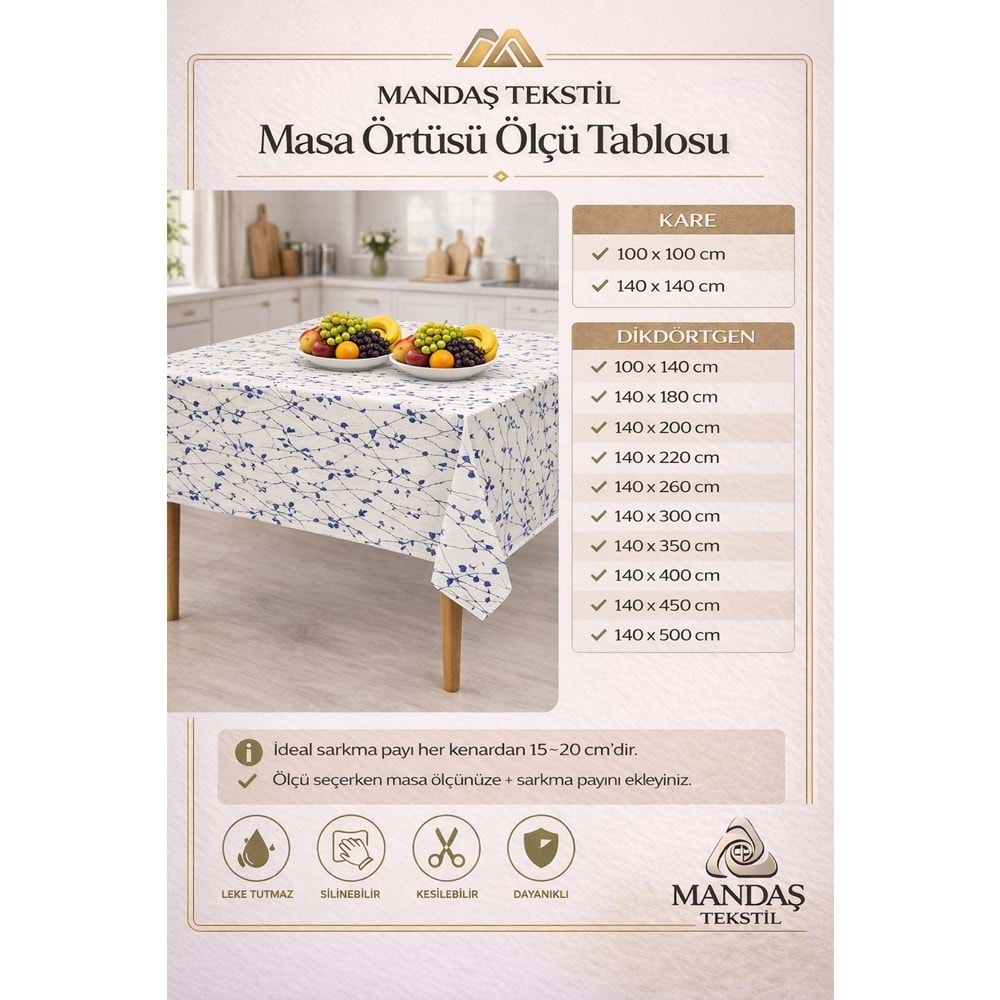 Kesme Masa Örtüsü Muşamba-Lila Beyaz Yeni - 140X220