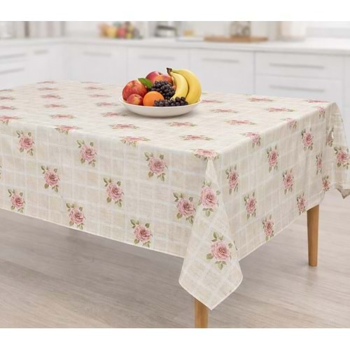 Kesme Masa Örtüsü Muşamba-Gül Çiçek Yeni - 140X500