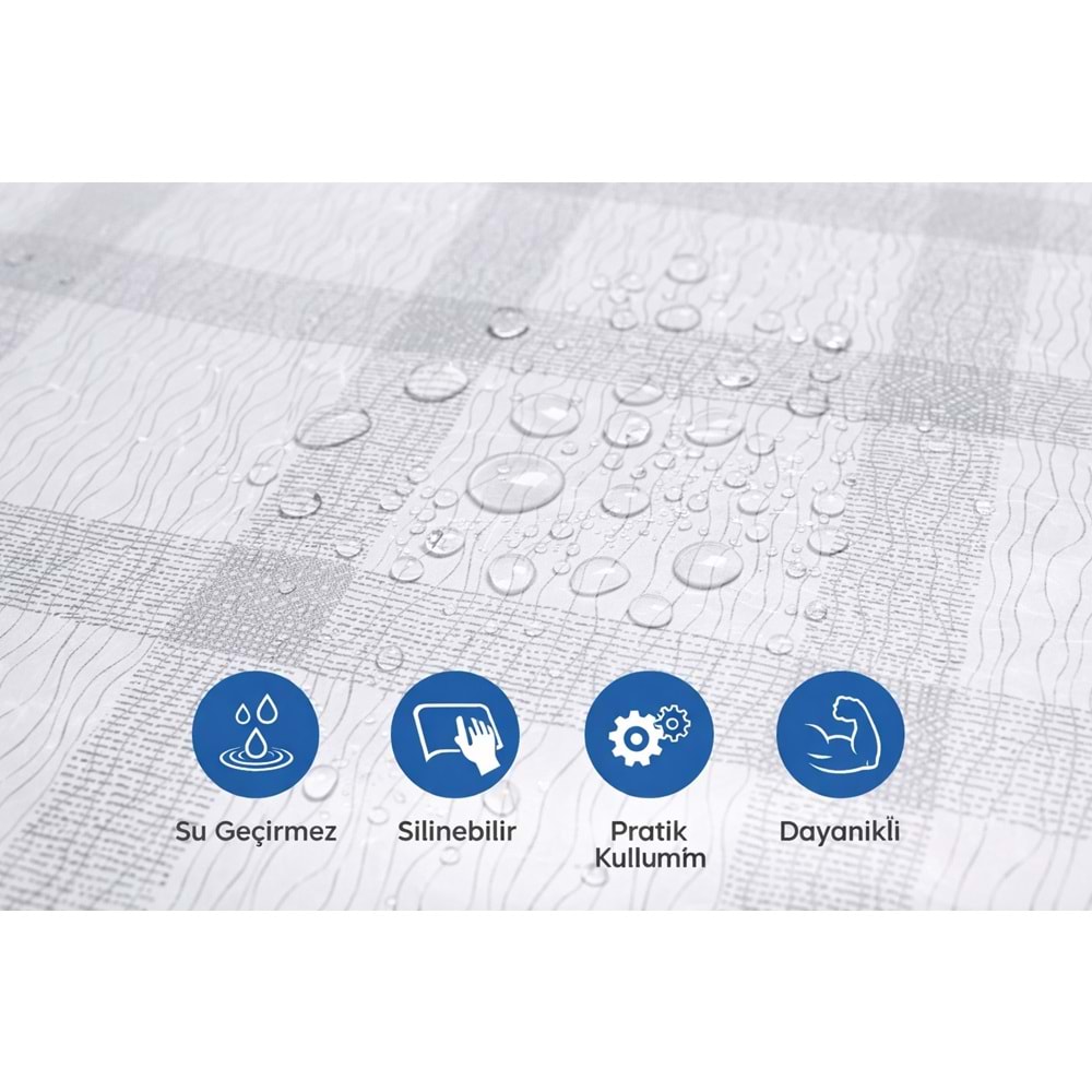 Kesme Masa Örtüsü Muşamba-Kareli Gri - 100X140