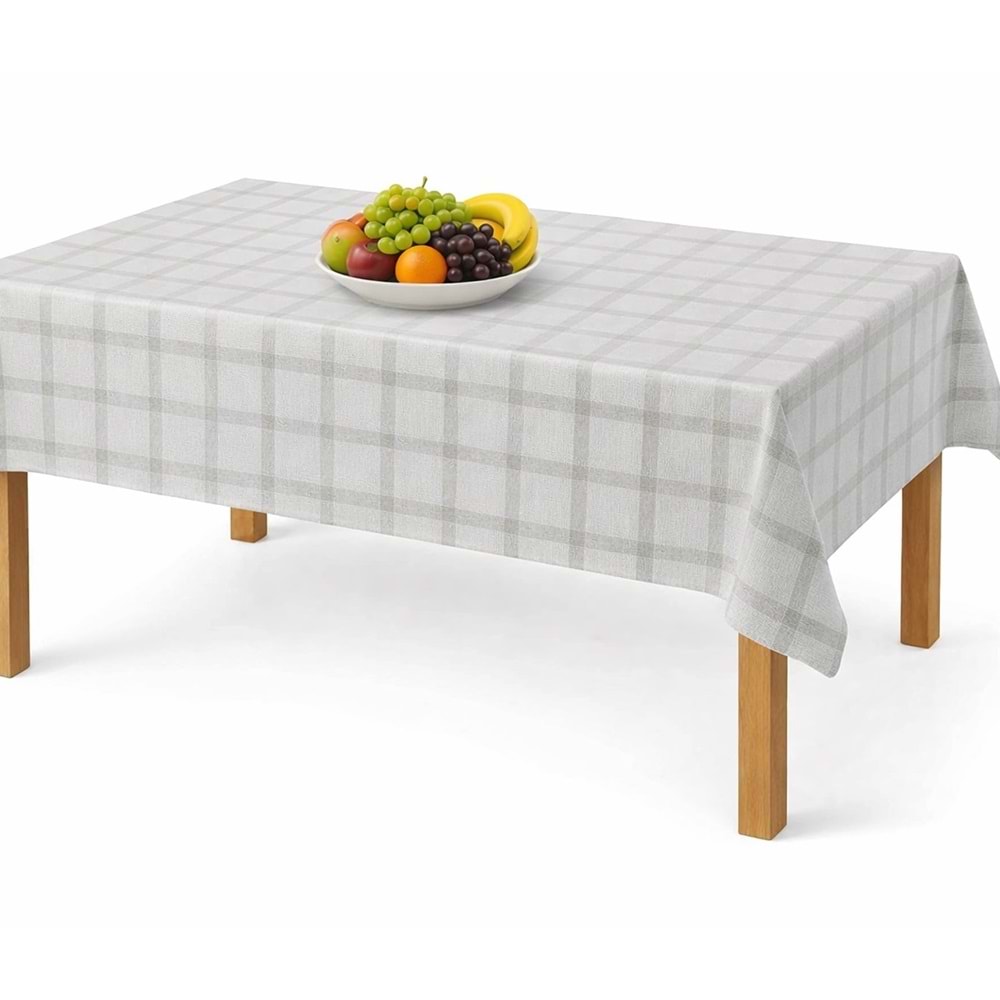 Kesme Masa Örtüsü Muşamba-Kareli Gri - 140X500