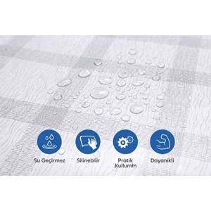 Kesme Masa Örtüsü Muşamba-Kareli Gri - 140X500