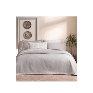 Özdilek Rf -Gri- Jakar Biyeli (Z) Tek Kişilik Pike Takımı (2 Yastık Kılıflı)