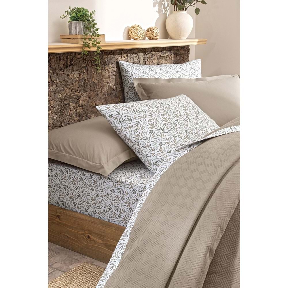 Özdilek Rf -Kahve- Jakar Biyeli (Z) Tek Kişilik Pike Takımı (2 Yastık Kılıflı)