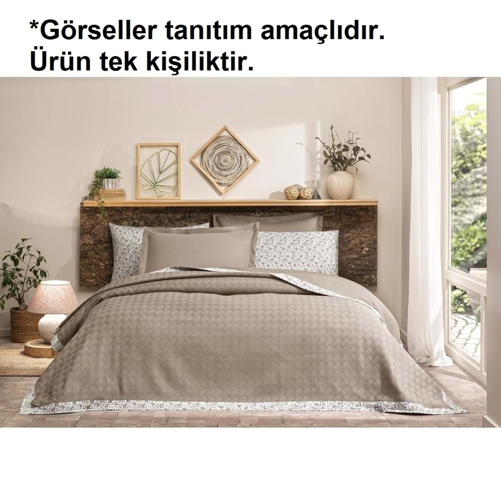 Özdilek Rf -Kahve- Jakar Biyeli (Z) Tek Kişilik Pike Takımı (2 Yastık Kılıflı)