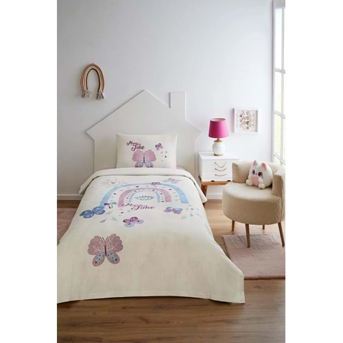 Özdilek Rf -Magical Time Lila- Lastikli Çarşaflı Kız Çocuk Tek Kişilik Pike Takımı