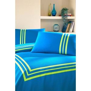 Özdilek Rf -Neon Frame Mavi- Lastikli Çarşaflı Tek Kişilik Pike Takımı