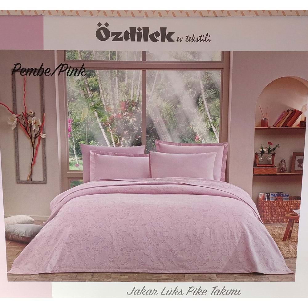 Özdilek Rf -Pembe- Jakar Lux (Z) Tek Kişilik Pike Takımı (2 Yastık Kılıflı)