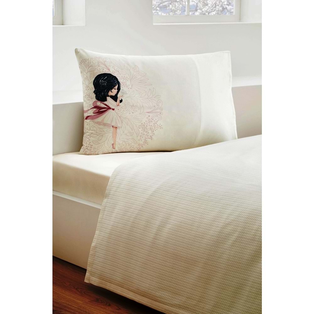 Özdilek Rf -Butterfly Ballet Pembe- Lastikli Çarşaflı Kız Çocuk Tek Kişilik Pike Takımı