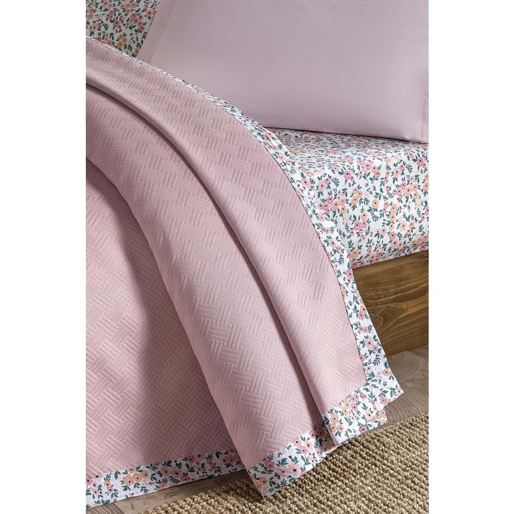 Özdilek Rf -Pudra- Jakar Biyeli (Z) Tek Kişilik Pike Takımı (2 Yastık Kılıflı)