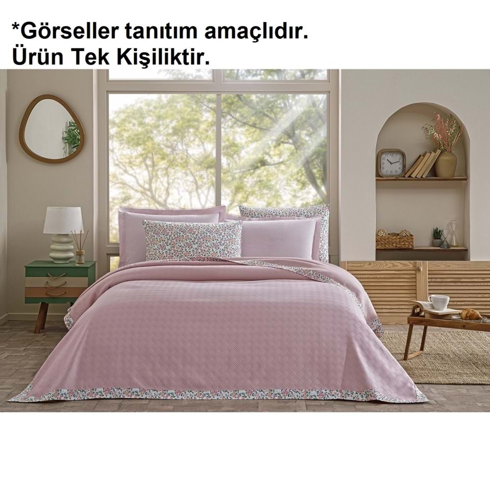 Özdilek Rf -Pudra- Jakar Biyeli (Z) Tek Kişilik Pike Takımı (2 Yastık Kılıflı)