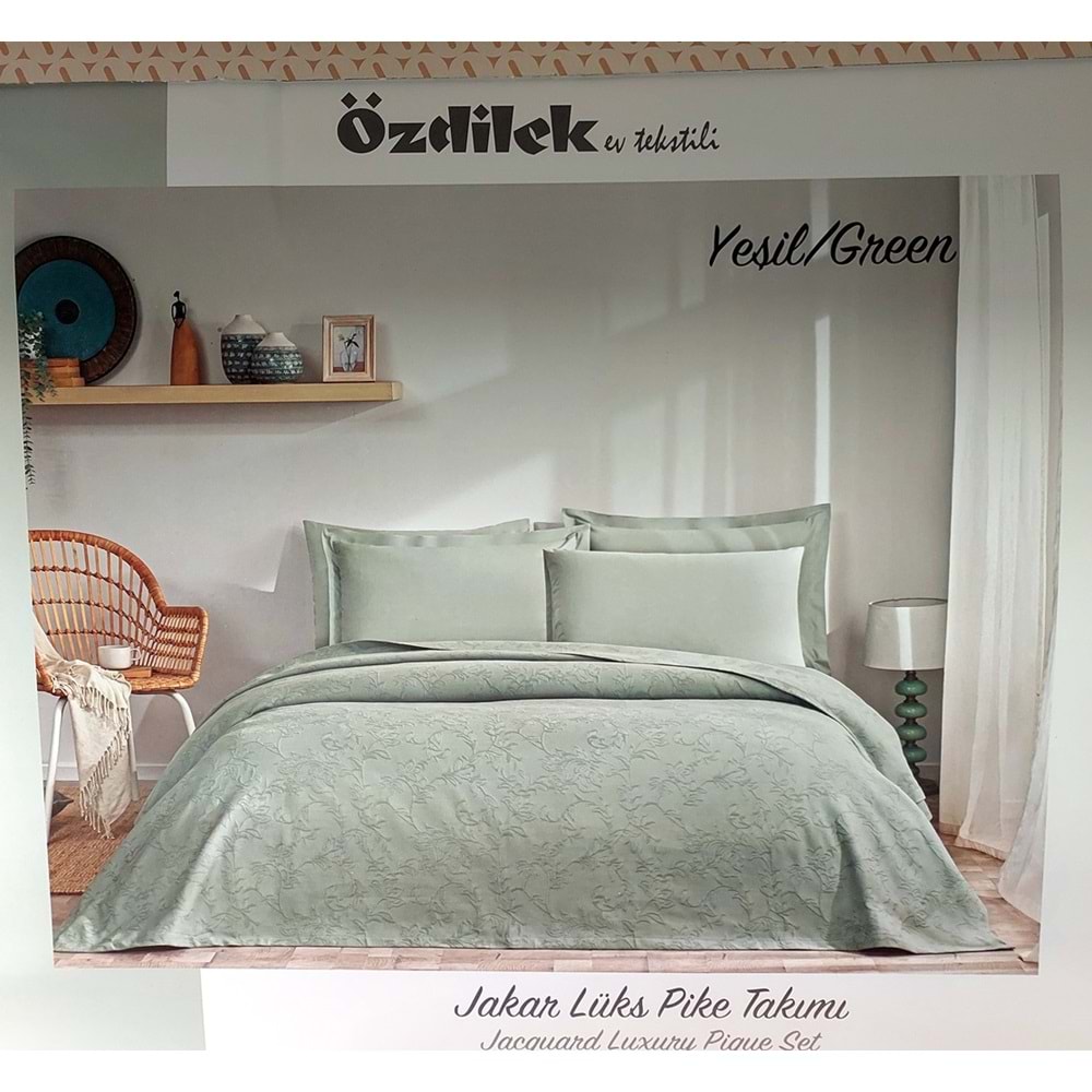 Özdilek Rf -Yeşil- Jakar Lux (Z) Tek Kişilik Pike Takımı (2 Yastık Kılıflı)