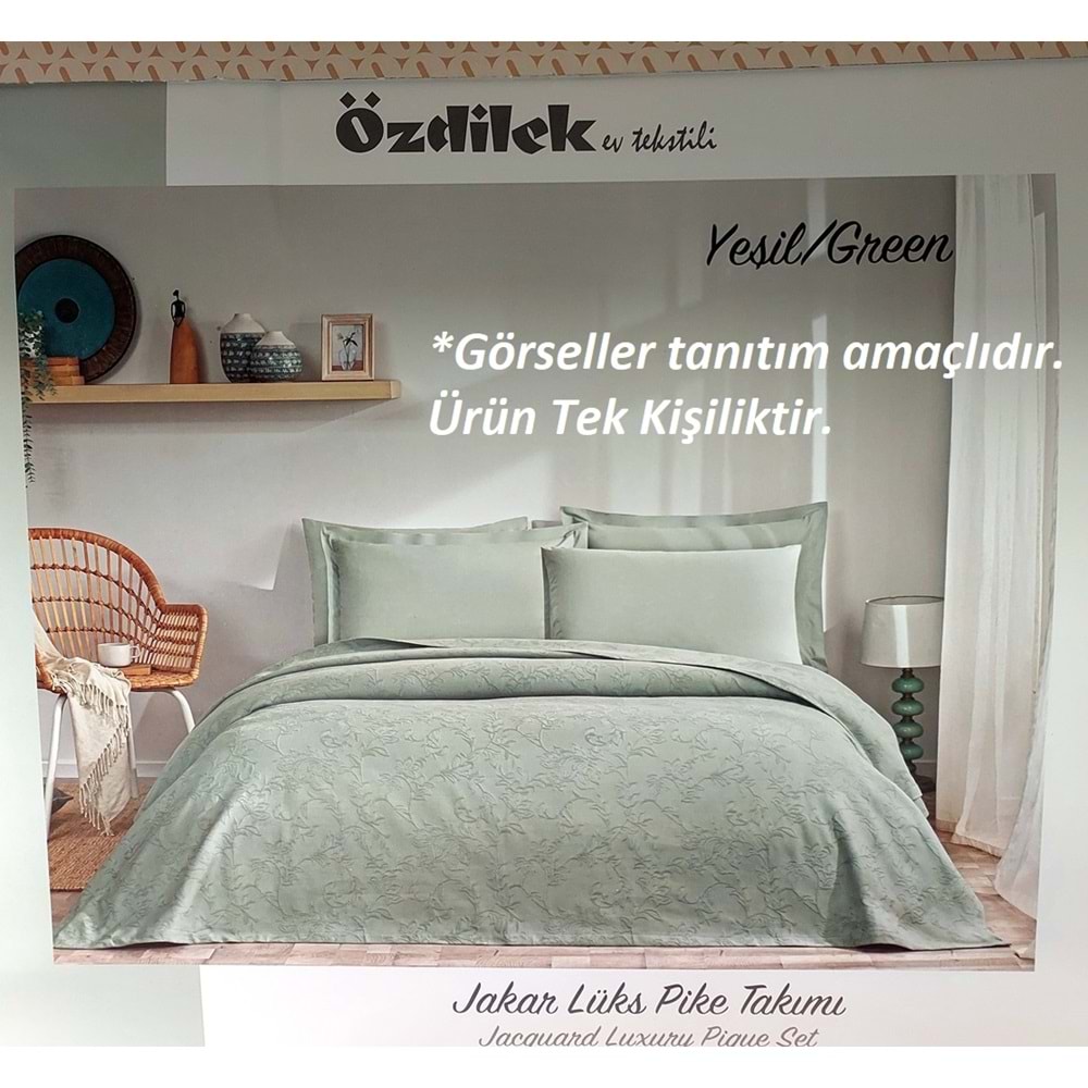 Özdilek Rf -Yeşil- Jakar Lux (Z) Tek Kişilik Pike Takımı (2 Yastık Kılıflı)