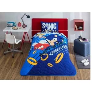 Taç Ranforce Lisanslı Sonic Tek Kişilik Yatak Örtüsü Seti