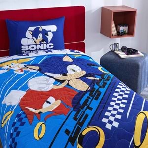 Taç Ranforce Lisanslı Sonic Tek Kişilik Yatak Örtüsü Seti