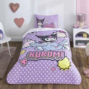 Taç Lisanslı Kuromi Smile Pamuklu Çocuk Yatak Örtüsü Seti (160x230)