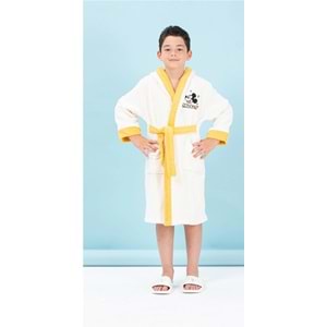 Özdilek Lisanslı Kapüşonlu Çocuk Bornozu 7/8 Yaş-Mickey Mouse Star Krem