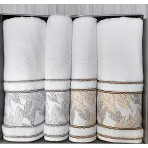 Özdilek 4 Parça Hamam Seti -Frond Yeşil Kahve- (Banyo Havlusu Büyük Boy), Havlu Seti