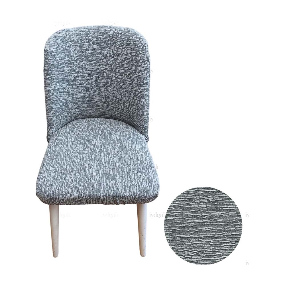 Mandaş Oval jakarlı Sandalye örtüsü Antrasit 6 lı gri