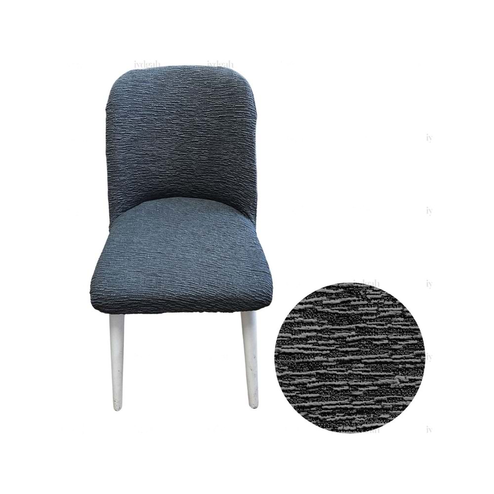 Mandaş Oval jakarlı Sandalye örtüsü 4 lı Antrasit
