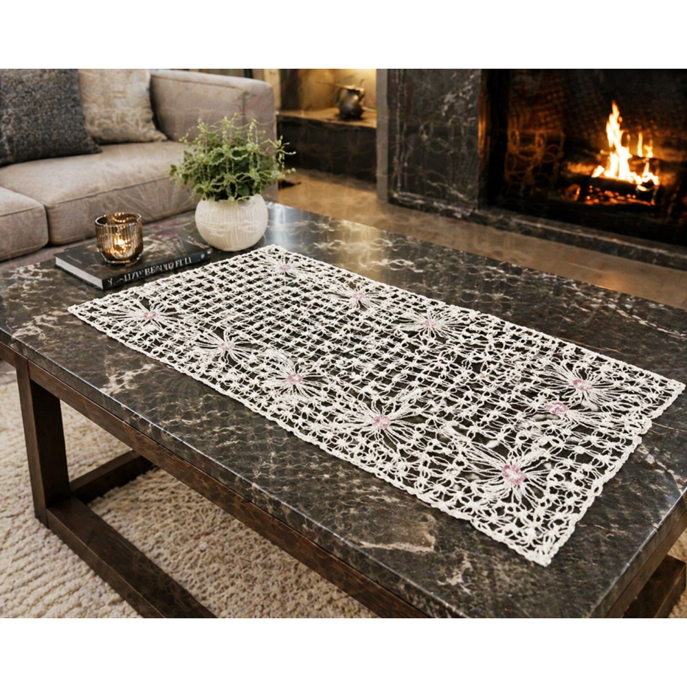 Mandaş Tığ işi El Örgü vitrin seti 16 parça Beyaz