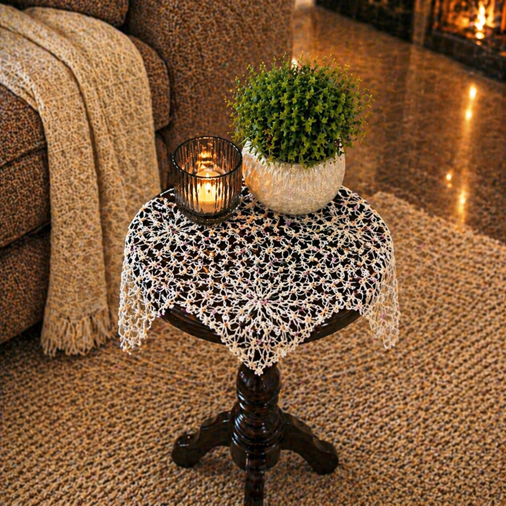 Mandaş Tığ işi El Örgü vitrin seti 16 parça Beyaz