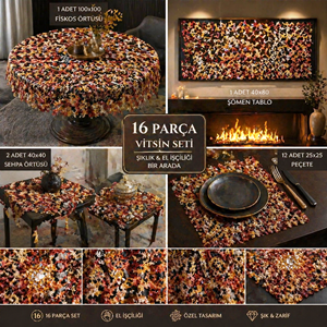 Mandaş Tığ işi El Örgü vitrin seti 16 parça alaçatı