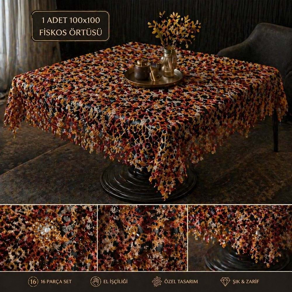 Mandaş Tığ işi El Örgü vitrin seti 16 parça alaçatı