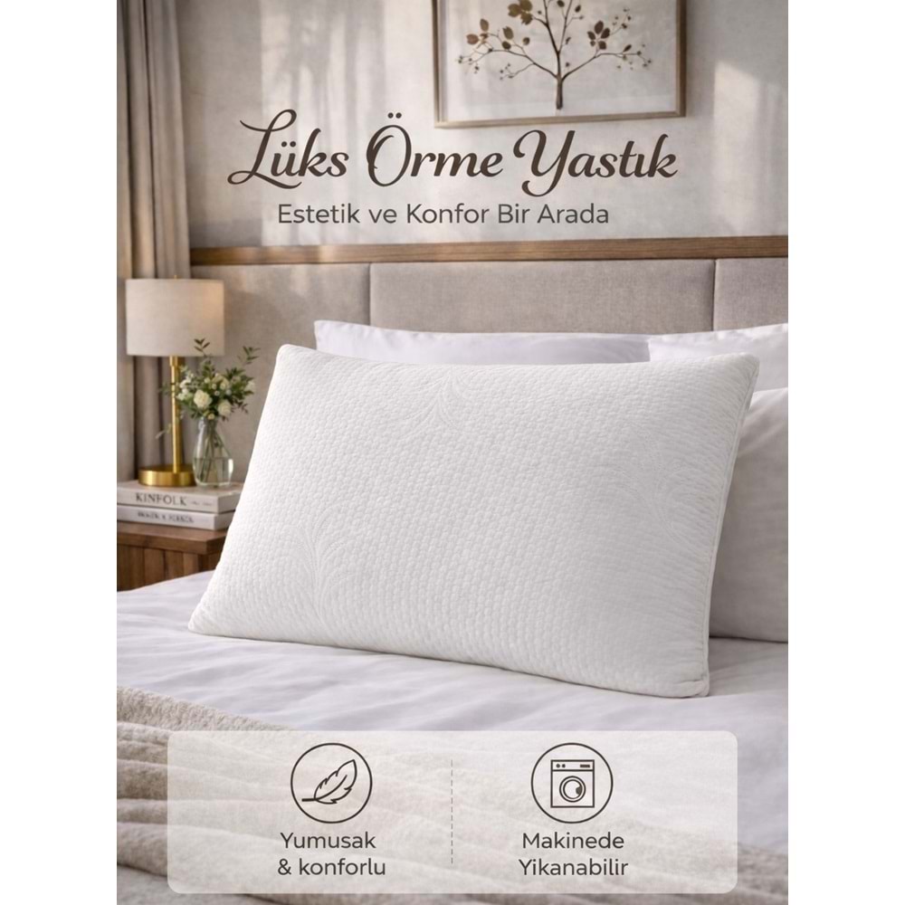 1 Adet Dolgulu Lüks Örme Yastık (50x70)