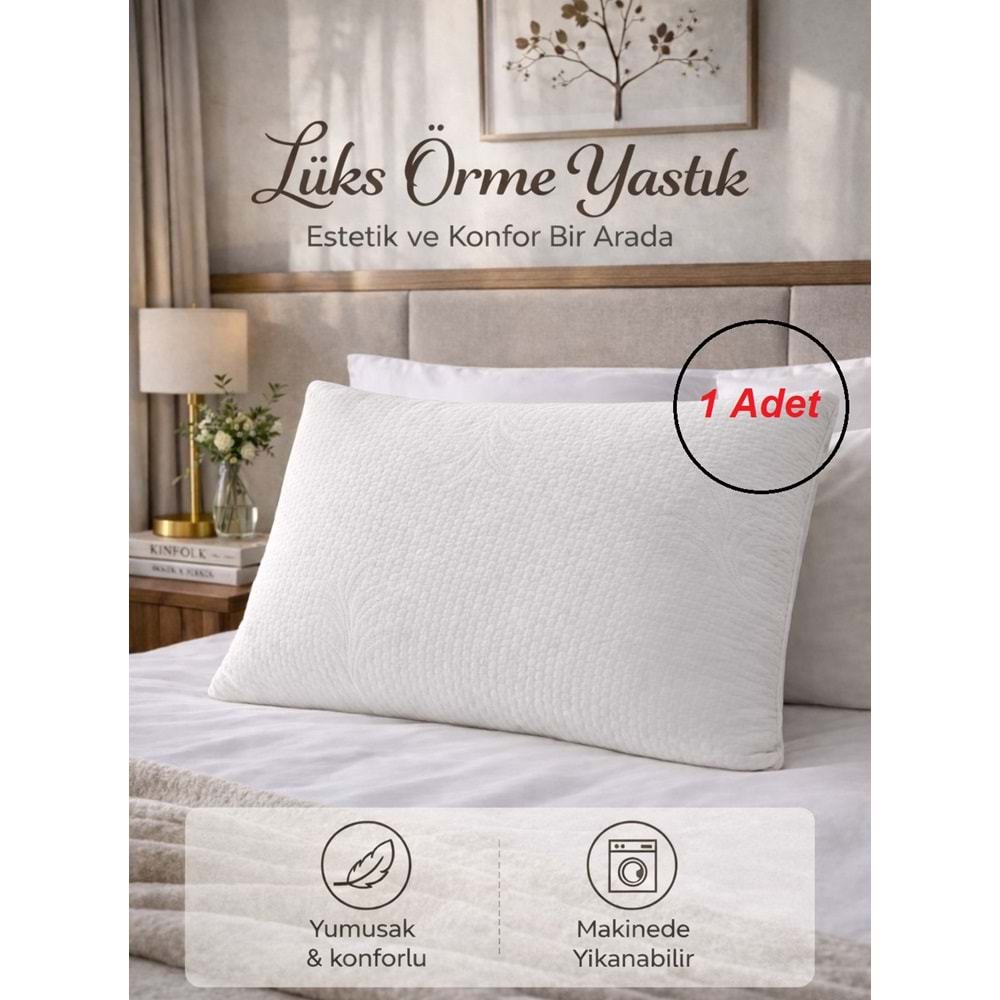 1 Adet Dolgulu Lüks Örme Yastık (50x70)
