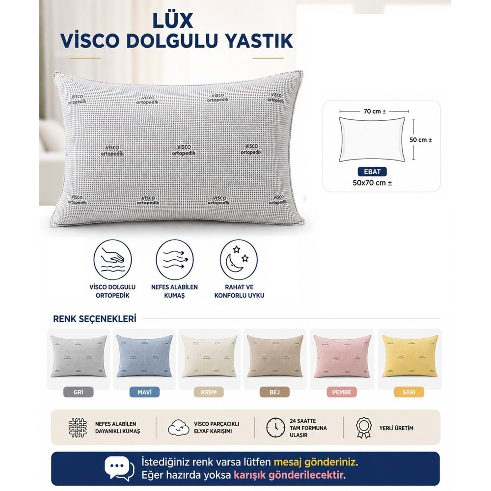 Lüx Medikal Ortopedik Visco Dolgulu Yastık (50x70)