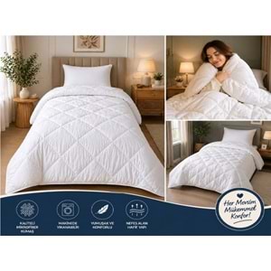 2 Adet Bella Home Mikrofiber -Beyaz- Tek Kişilik Yorgan (155x215)