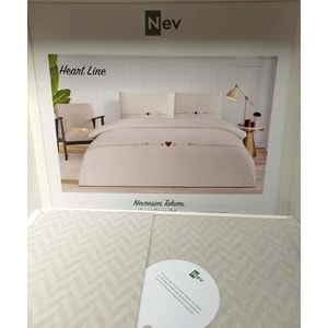 Özdilek Nev Serisi -Bej Heart Line Yeni- Çift Kişilik Nevresim Takımı