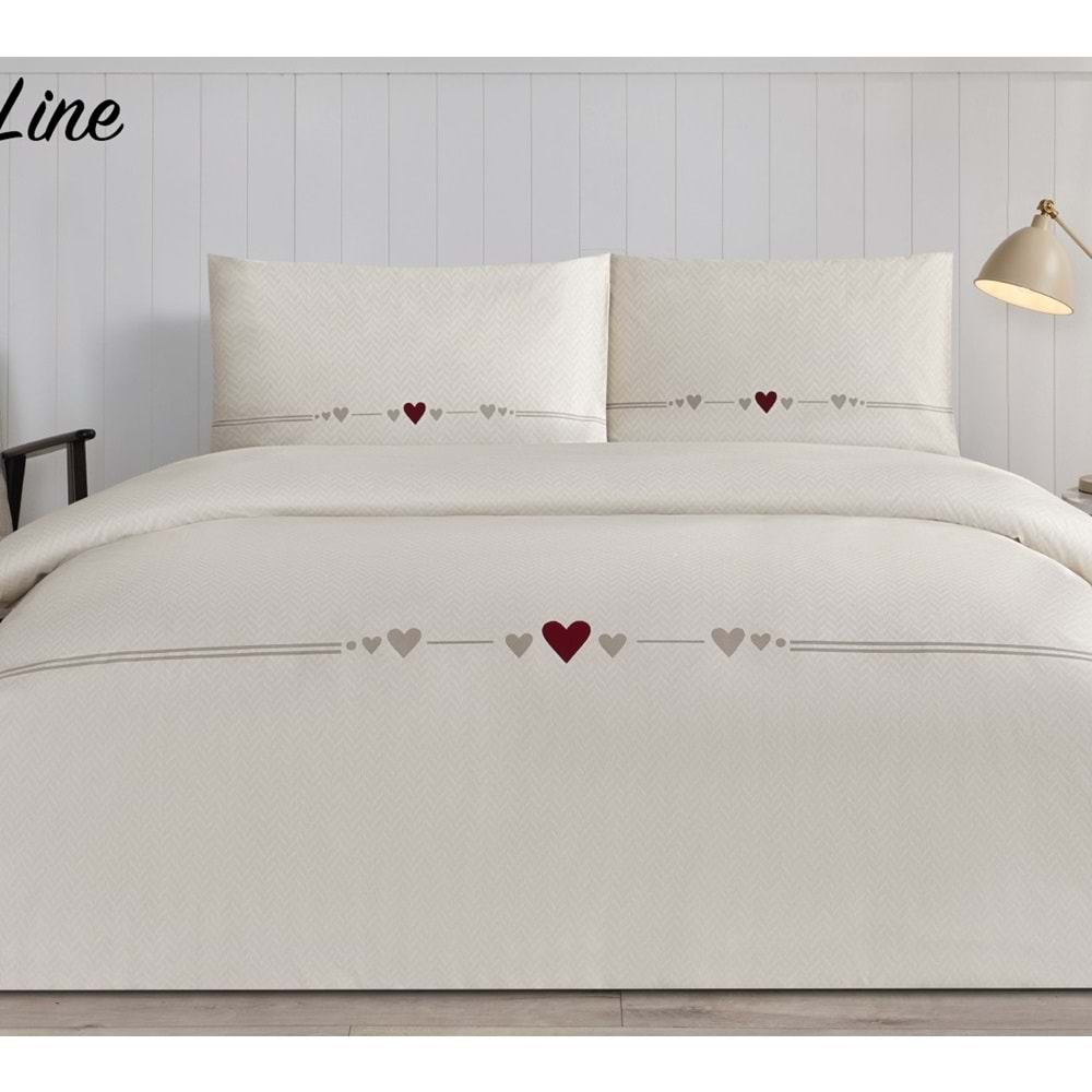 Özdilek Nev Serisi -Bej Heart Line Yeni- Çift Kişilik Nevresim Takımı