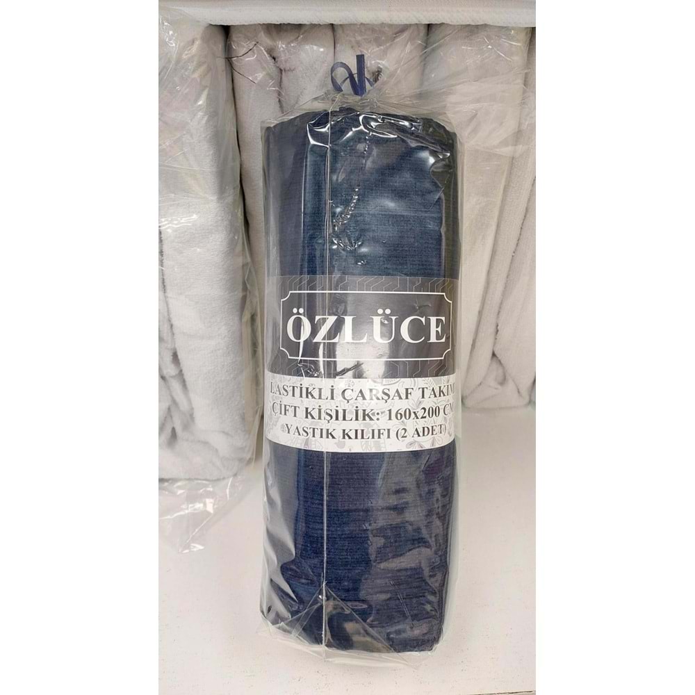 Özlü Fitted Lastikli Çift Kişilik Çarşaf Seti (160x200)-Lacivert
