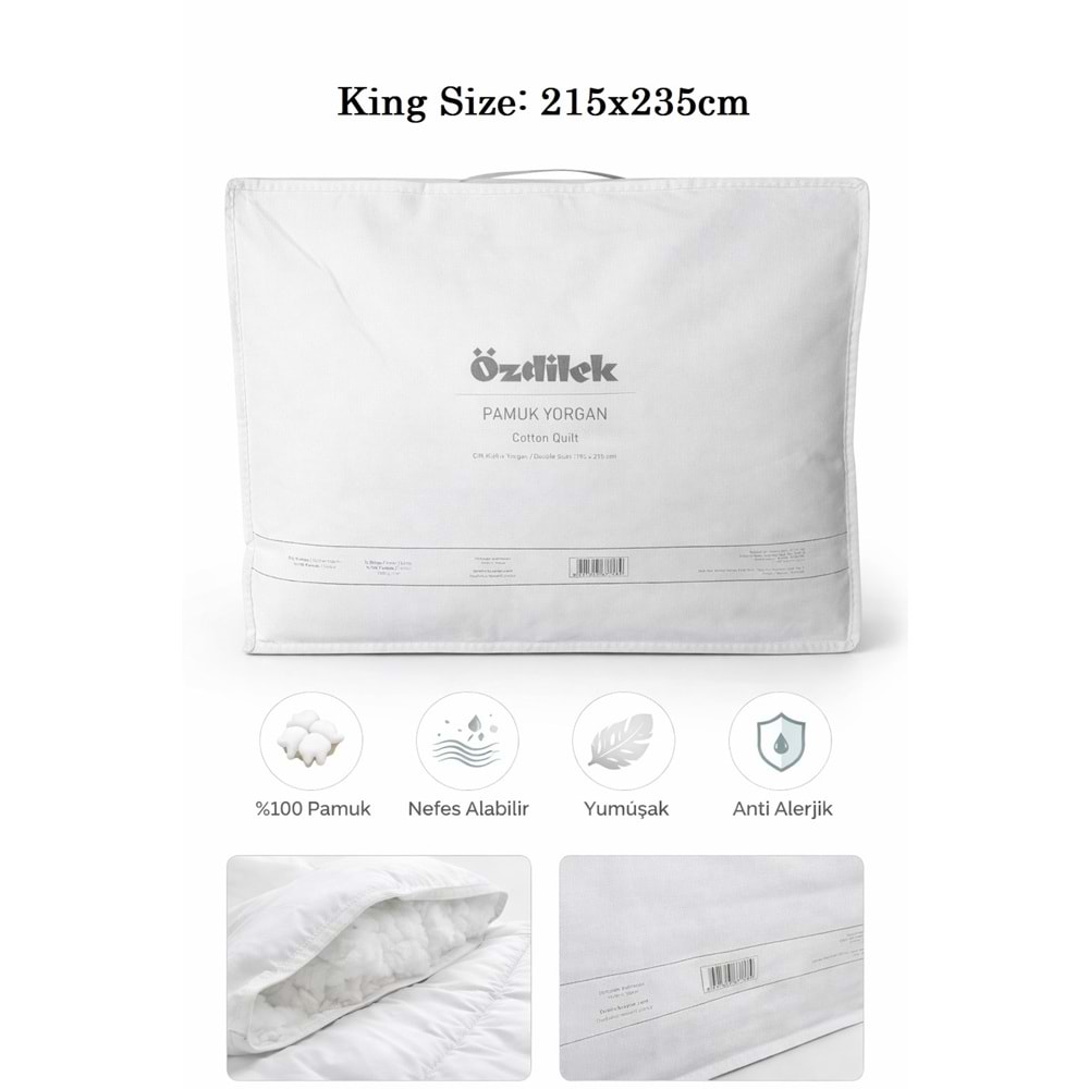 Özdilek King Size Battal Doğal %100 Pamuk Yorgan (215x235)