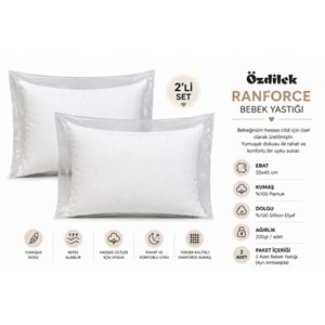 Özdilek 2li Paket %100 Pamuk Kumaş Silikon Bebek Yastığı (35x45)