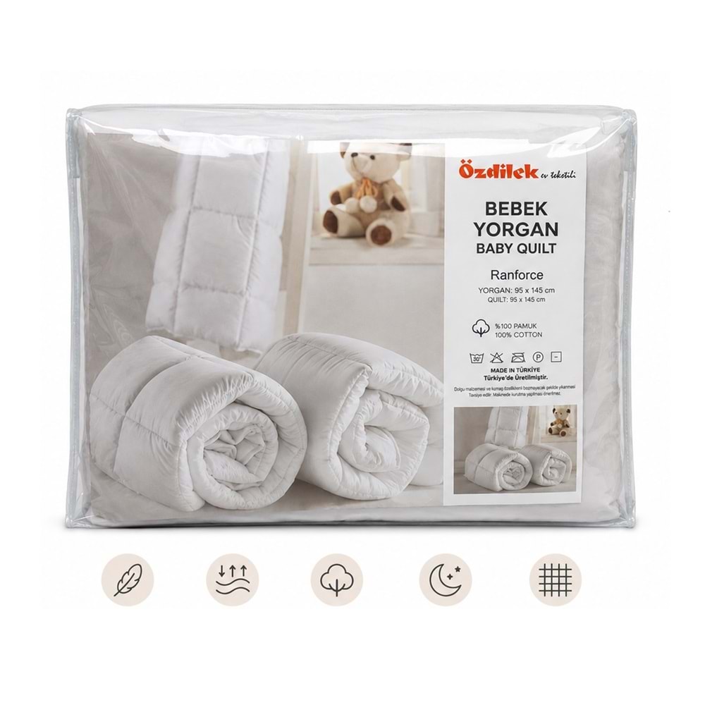 Özdilek Ranforce (%100 Pamuk Kumaş) Silikon Bebek Yorganı (95x145)