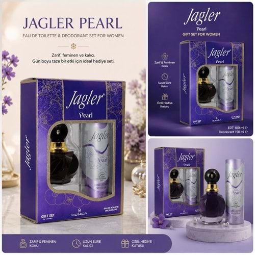Jagler Parfüm Seti Kadın / For Women 60ML Pearl + 150ML Deodorant ( mor)