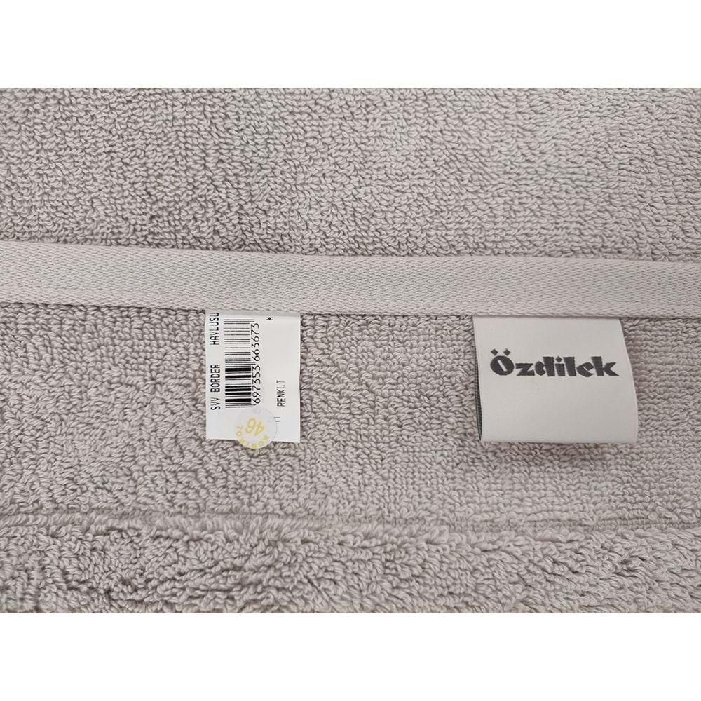 Özdilek Svv Border Kalın ve Süper Emici Yeni Seri Banyo Havlusu (76x147) - Silver (Gri)
